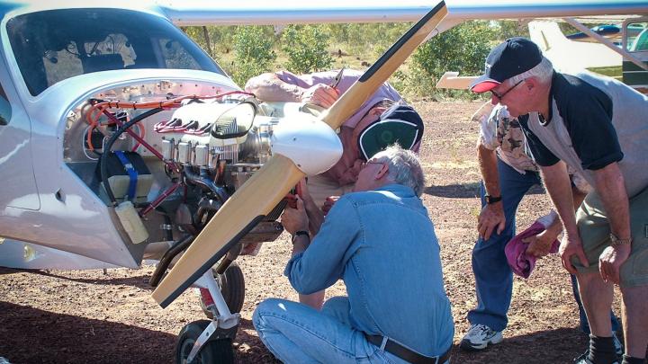 Aircraft undergoes propellor maintenance