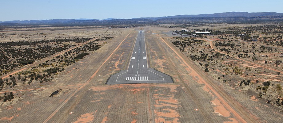 A dusty runway in the outback.